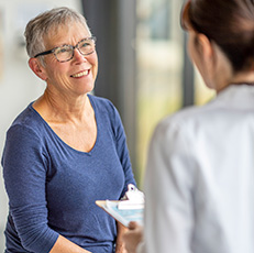 a patient talking to her doctor