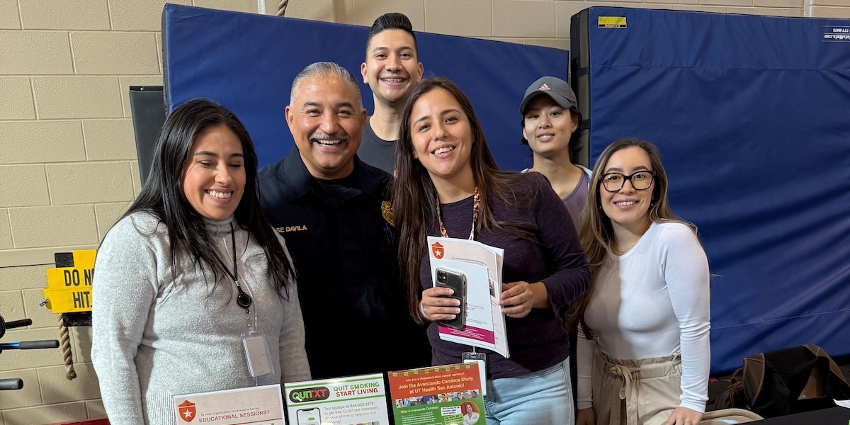 Members of the Institute for Health Promotion Research at UT Health San Antonio shared health materials and opportunities to participate in research programs with hundreds of local firefighters and emergency service personnel at the San Antonio Fire Department Wellness and Cancer Prevention Fair, which took place Jan. 25-26 and Feb. 1-2, 2025, at the SAFD Fire Training Academy in San Antonio.