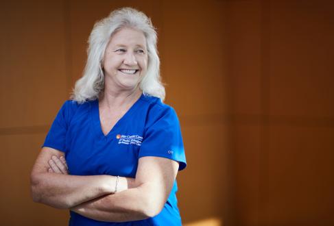 Debra Hedgepeth smiles as she helps patients beat cancer.